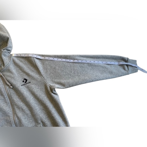 Converse embroidered star chevron full zip hoodie size L Vintage Grey Heather - Picture 11 of 14